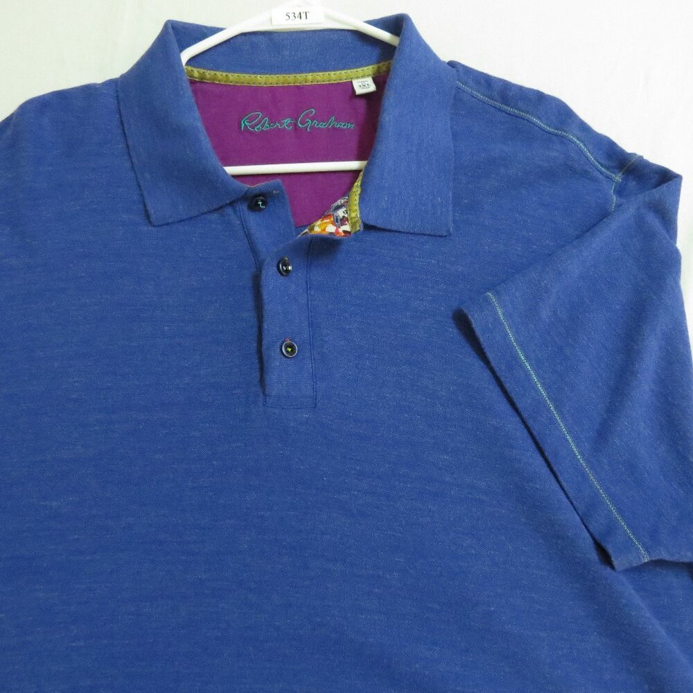 Robert Graham Blue Polo with Purple Trim